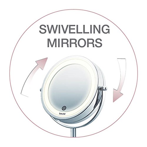 Beurer BS 55 Makeup Mirror with Light, Bright LED Light (18 LEDs), Pivoting Mirror, Touch Sensor On, 1 Side with Normal View - Image 4