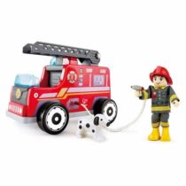 Hape E3024 Wooden Fire Truck with Firefighter and Dog