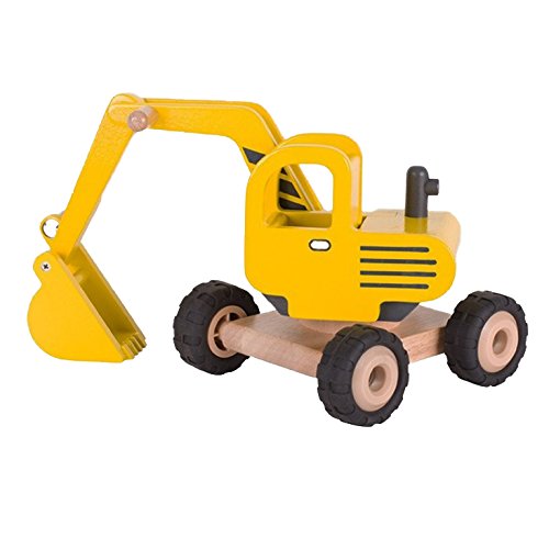 GOKI Excavator, Yellow, Robustes Baufahrzeug mit Schaufel & Gummireifen