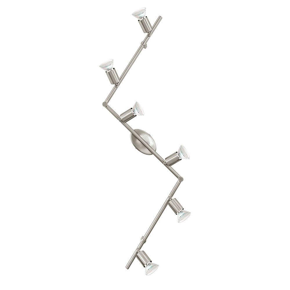Eglo LED Ceiling Light Buzz-LED, 6-Flame Ceiling lamp, Metal Ceiling Spotlight in Matte Nickel, Living Room Light - Image 2