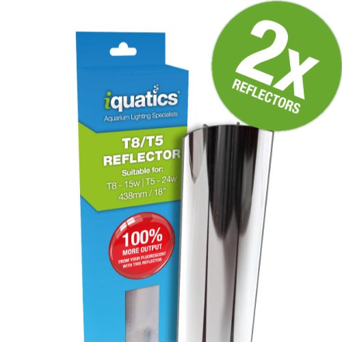 iQuatics T8 Aluminium Reflector-Increased output by up to 100%, 15W Twin Pack, Black