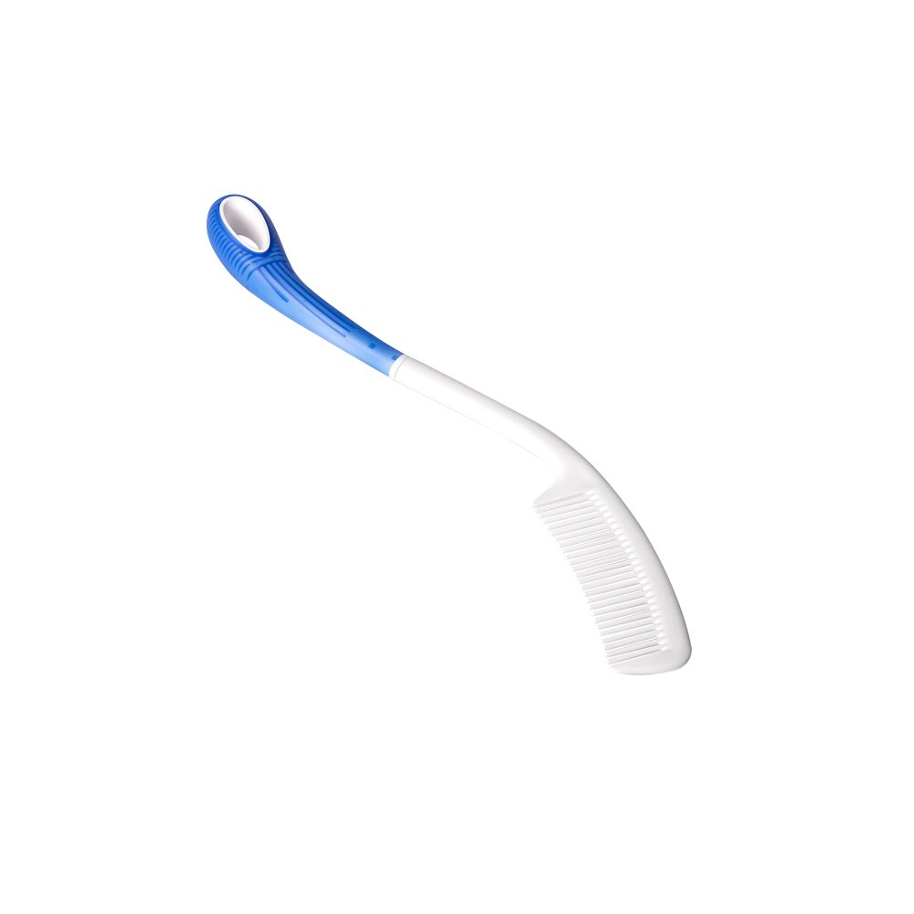 Etac Beauty Long Handled Comb, Ergonomically Designed Tools for Maximum Power with Minimal Strain, Blue, White, 37 cm Long Handle Comb