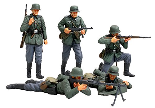 Tamiya 300035293 1:35 WWII German Infantry Figures France Campaign (5), Olive Drab" Or "Field Green