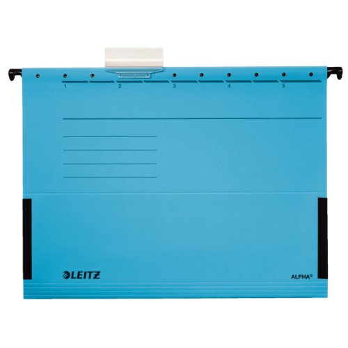 Esselte Leitz Alpha 19863035 Suspension Files with Side Hooks Pack of 5 Coloured Chipboard Blue, 5 piece