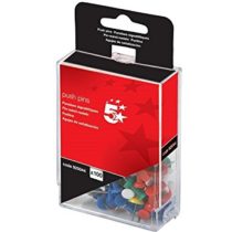 5 Star Push Pins Assorted Opaque [Pack of 100]