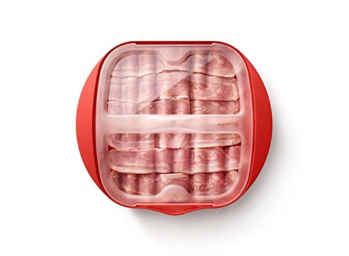 Lékué Microwave Bacon Cooker with Lid, Red, 15 x 15 x 4 cm - Image 3