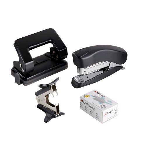 Rexel Mini Stapler and Hole Punch Set, Staple 15 Sheets, Punch 8 Sheets