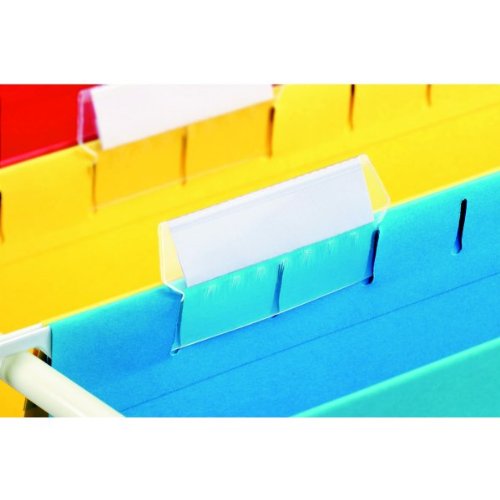 Esselte Classic Label Holders with Labels for Classic Suspension Files 50mm,Transparent Pack of 25, 94514, White