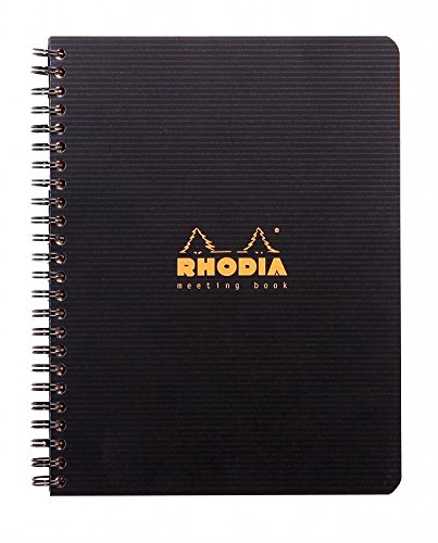 RHODIA 119941C - Spiral Notebook (Full Bound) Meeting Book Black A5+