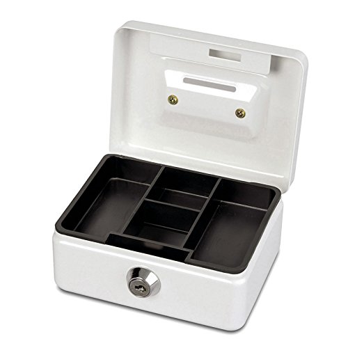 MAUL Cash Money Box with Coin Slot, Cylinder Lock with 2 Keys, 125 x 95 x 60 mm, White, 12,5 x 9,5 x 6,1 cm