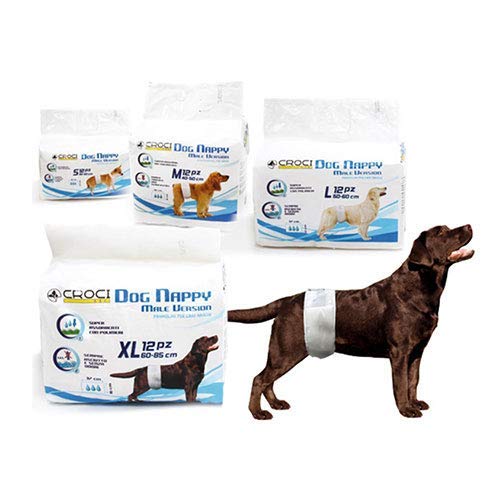 12-Piece Large 50-60 cm CROCI Nappy Wrap for Male Dog 