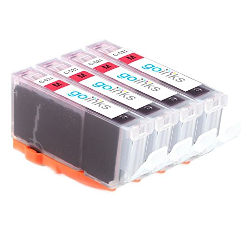 Go Inks C-521M Compatible Magenta Ink Cartridge to repalce Canon CLI-521M for use with Canon PIXMA Printers (Pack of 4),High Capacity (XL)