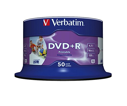 Best Price Square DVD+R PRINTABLE SPINDLE 50 16X CAKE 50 BPSCA 43512 - CS11972 By VERBATIM, silver, 50 Pack Spindle - Wide Printable - Image 2