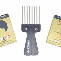 American Dream Ultimate Compact Folding Pik Comb with Metal Pins - Ideal for Afro, Curly & Wavy Hair Types