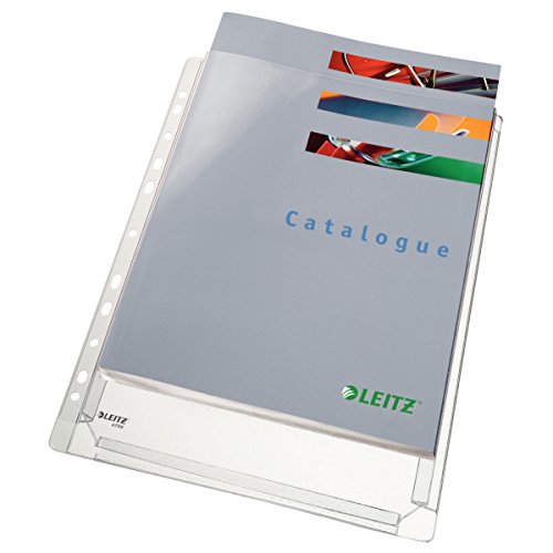 Leitz A4 Premium Transparent Plastic Expanding Pocket Folder - Pack of 10, Black, 170 Micron