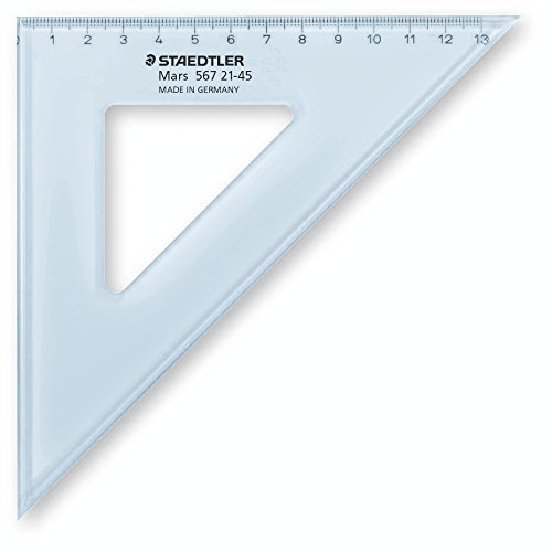 STAEDTLER 567 21-45 Mars Set Square, 21 cm 45/45 Degree - Transparent (Pack of 1), Blue - Image 2