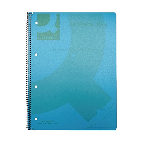 Q-Connect Spiral Bound Polypropylene Notebook 80 Single Pages, A4, Blue, Pack of 5