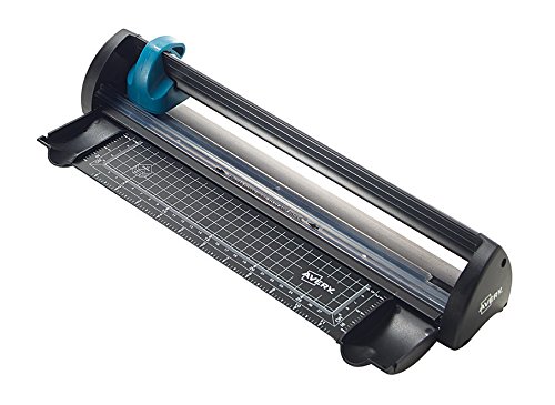 Avery A4 Compact Paper Cutter Trimmer, Black and Teal, 12 Sheet Capacity, A4CT, 430 x 90 x 80 mm