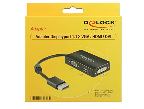 DeLock 62656 Adaptor Cable DisplayPort 1.1 Male to 1 x VGA, 1 x HDMI and 1 x DVI 24 + 1 Black, black - black - Image 2