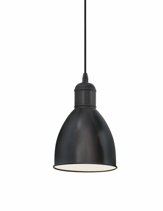 EGLO Pendant Lamp Priddy, 1 Bulb Vintage Pendant Light in Industrial Design, Retro Hanging Lamp made of Steel, Colour: Black, White, Socket: E27