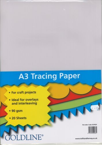 Clairefontaine, Ref GCP020Z, Goldline' Tracing Paper Pack (Pack of 20 Sheets), A3 (297 x 420mm) in Size