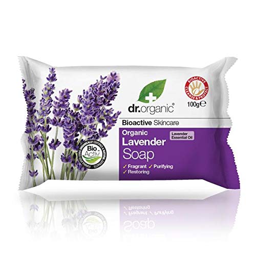Dr Organic Lavender Soap Bar, Cleansing , Mens, Womens, Natural, Vegan, Cruelty-Free, Paraben & SLS-Free, Plastic Free
