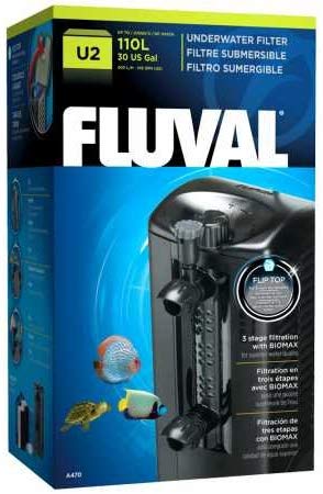 Fluval U2 Internal Aquarium Filter, Up to 110 Litre Fish Tanks, 400 L/H Adjustable Flow, 3-Stage Filtration with BioMax