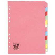 5 Star 330925 Office Subject Dividers Multipunched Manilla Card 12-Part A4 Assorted -Pink