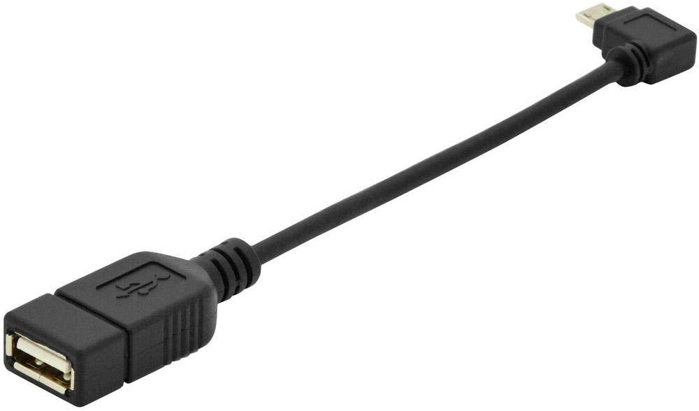 DIGITUS USB Adapter Cable 2-0.15 m - USB Micro B (m) to USB A (f) - 480 Mbps - USB Adapter - Black, Black/White - Image 2