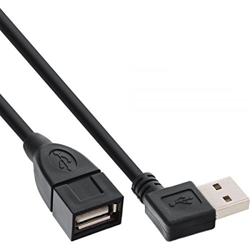 InLine 34602R Smart 20ft Right Angle USB 2.0 Extension Cable Male to Female Type A 0.2 m Black, 6.1 meters