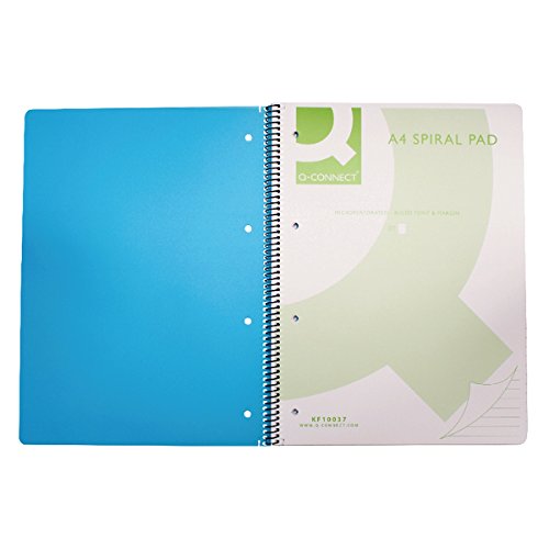 Q-Connect Spiral Bound Polypropylene Notebook 80 Single Pages, A4, Blue, Pack of 5 - Image 2