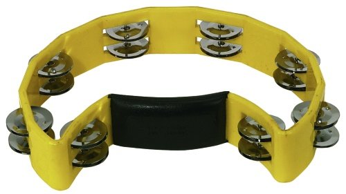 GEWA jingle wreath half moon - 16-works of chrome-plated jingles - double row - color yellow, 16 jingles