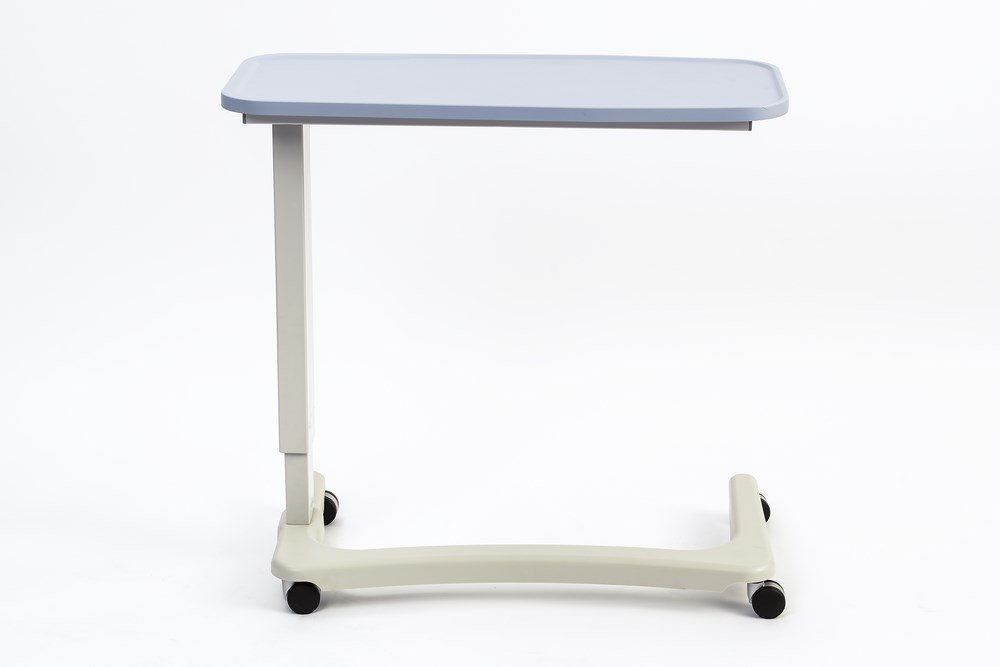 NRS Healthcare EasyLift Overbed / Over Chair Table Modern Blue N43577 Height Adjustable Curved