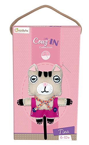 Avenue Mandarine, Ref 52654O, Little Couz'in Sewing Introductory Activity Box, Tina the Cat, Includes Felt, Thread, Wadding - Image 2