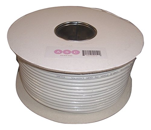 Aerials, Satellites and Cables Ltd RG6 50 m Digital Coax Cable for TV - White, 50 Meters