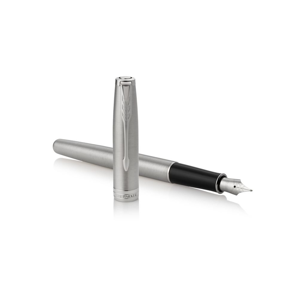 Parker Sonnet Fountain Pen, Stainless Steel with Chrome Trim, Fine Nib