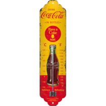 Nostalgic-Art, Analogue Retro Thermometer, Coca-Cola - In Bottles – Gift idea for Coke fans, Metal wall decoration, Vintage design, 6.5 x 28 cm, 80311