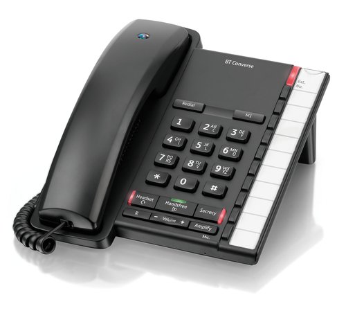 BT Converse 2200 Corded Landline House Phone, Home Phone, 11 Speed Dial Buttons, Handsfree Speakerphone, Black