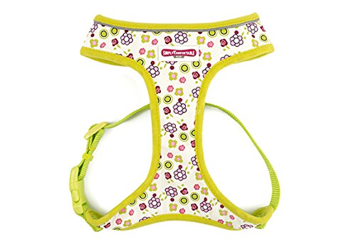 Ancol Lime Flowers Dog Harness - Adjustable Nylon Straps, Quick-Click Buckles, Soft Padded & Breathable Pet Training Accessory, Medium
