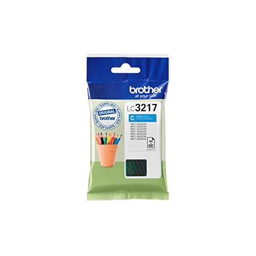 Brother LC-3217C Inkjet Cartridge, Cyan, Single Pack, Standard Yield, Includes 1 x Inkjet Cartridge, Genuine Supplies
