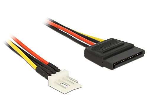 DeLOCK Cable Power SATA 15 Pin Male to 4 Pin Floppy Connector 40 cm, Schwarz, Rot, Gelb