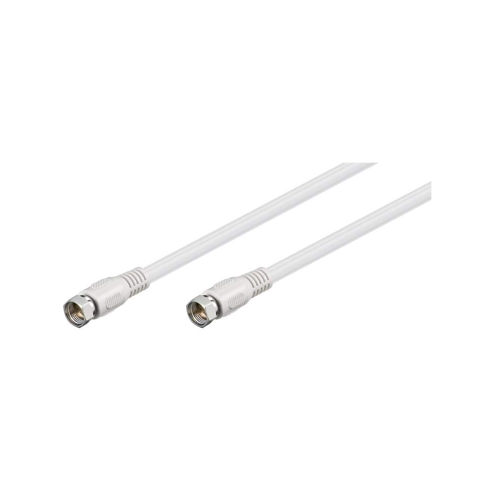 Goobay 60724 SAT Antenna Cable (80 dB), 2X Shielded, 0.5m Length, white, 0.5 Meters