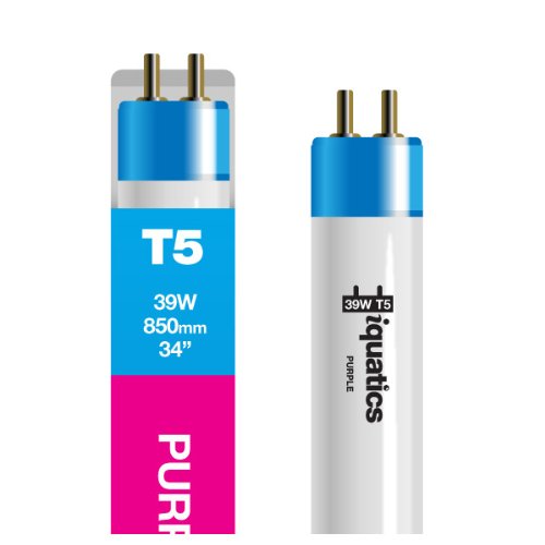 iQuatics Aquarium Tropical Fish Tank Fluorescent Light Bulb T5 (3 Pack), Purple, 39w 850mm 34"