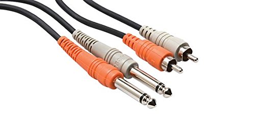 Hosa Stereo Intercon Dual 1/4Ints to Dual Rca1M, Black, 3.3 Feet