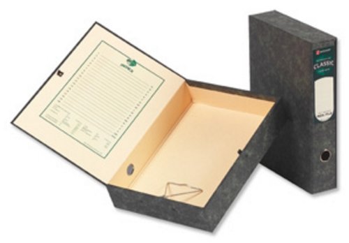 Rexel Classic Foolscap Lock Spring Box File Pack of 5 - Black/ Green, 70mm
