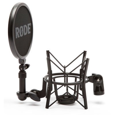 Rdiameter DE SM6 Shock Mount with Detachable Pop Filter for Large-Diaphragm Studio Condenser Microphones, Black
