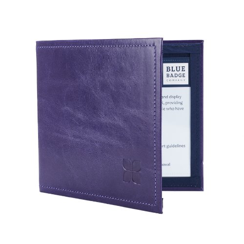 Blue Badge Co Italian Leather Parking Wallet in Purple Parking Permit Cover for Disabled Badge Hologram Safe Design