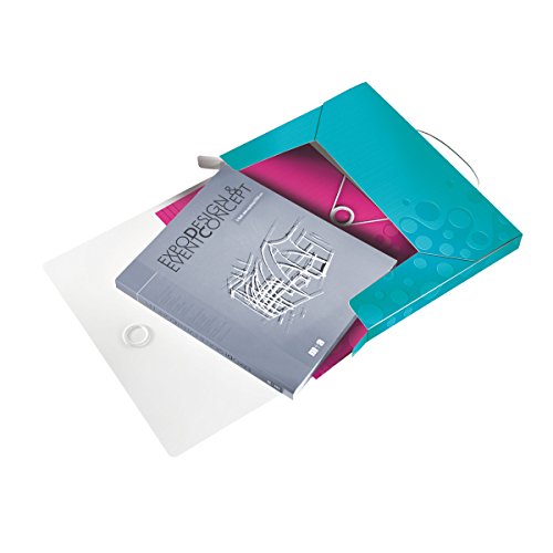 Leitz 46290051 Box File, Holds up to 250 A4 Sheets, Elastic Closure, Flexible Plastic, Ice blue Metallic, WOW Range - Image 3