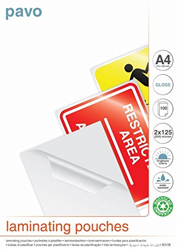 PAVO 2x125 Micron A4 Laminating Pouch (Pack of 100), Silver, A4 - 2x125mic