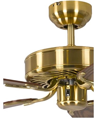 Potkuri 52 inch / 132 cm Reversible Ceiling Fan without Lights in Satin Brass with Oak Blades and Pull Cord - Image 4